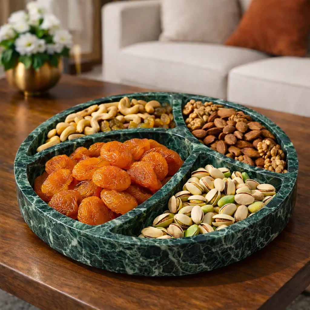 Dry Fruits Round Marble Tray