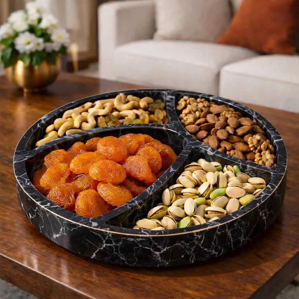 Dry Fruits Round Marble Tray