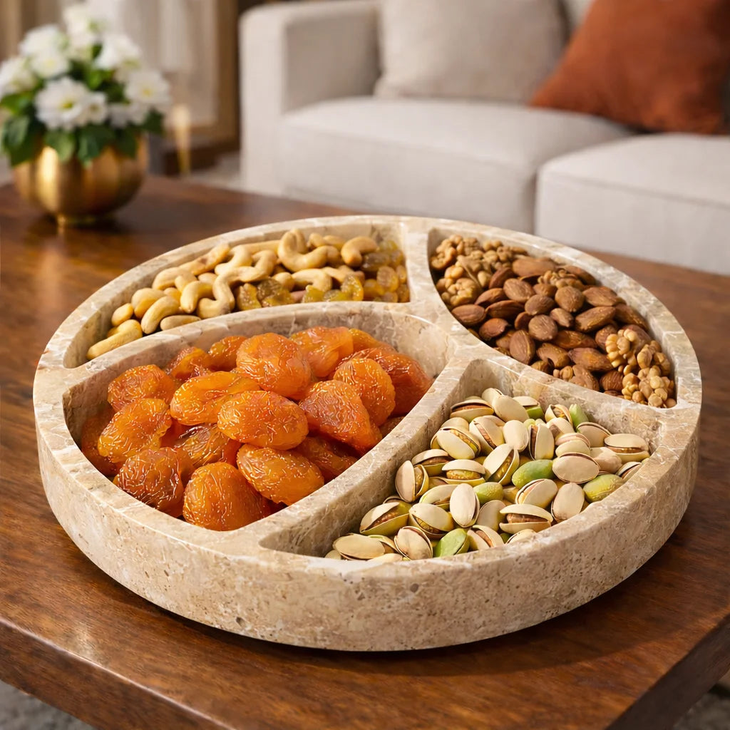 Dry Fruits Round Marble Tray