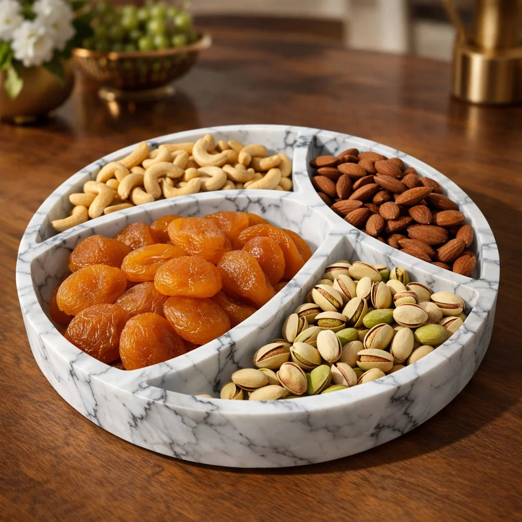 Dry Fruits Round Marble Tray