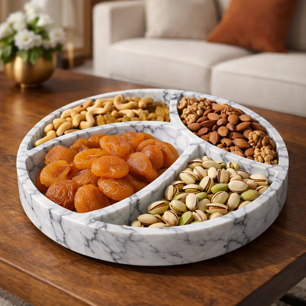 Dry Fruits Round Marble Tray