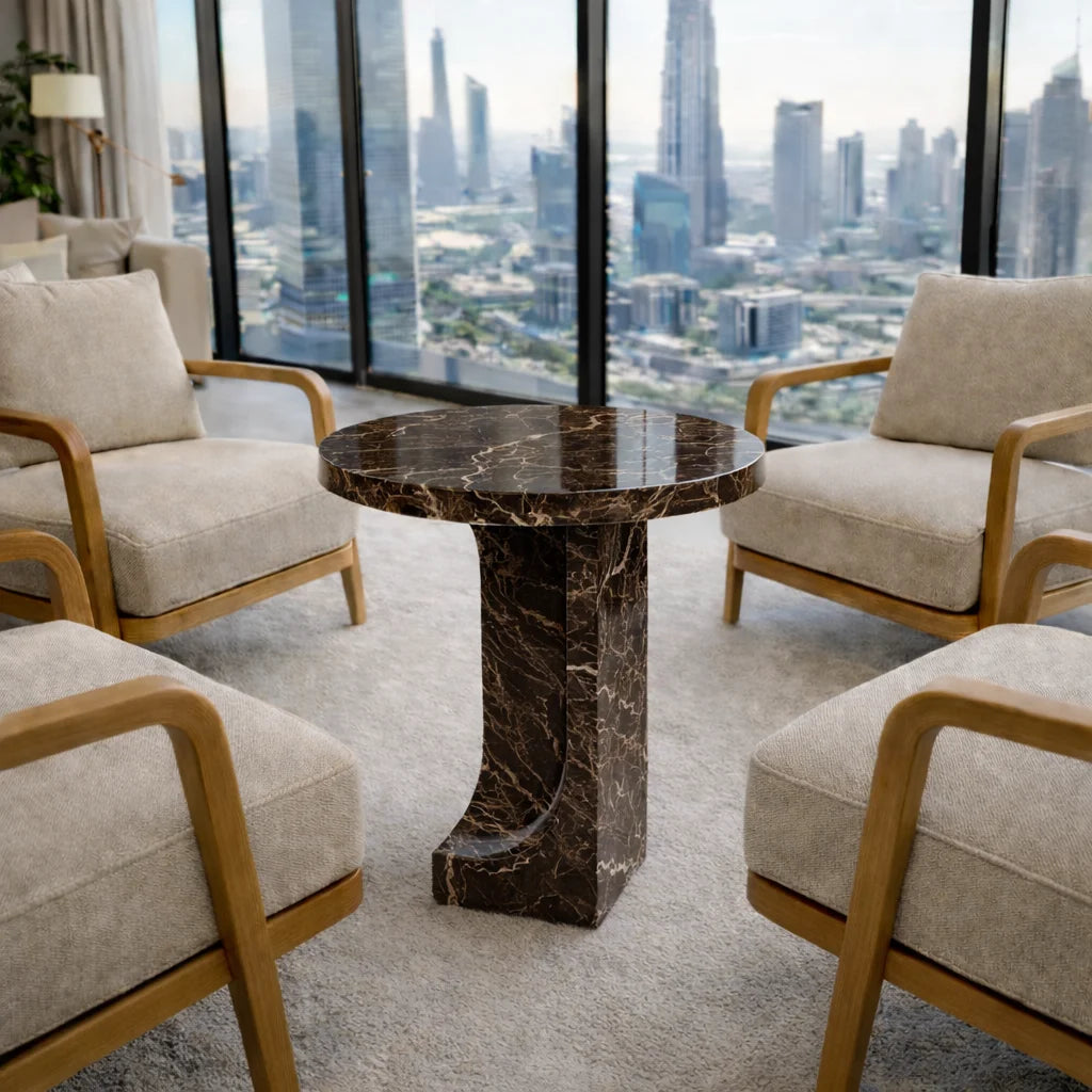 Modern Round Marble Pedestal Coffee Table