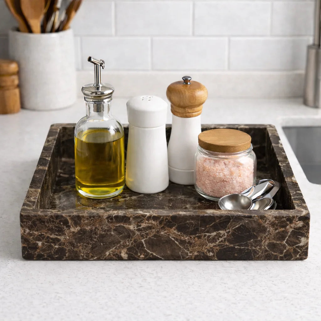 Travertine Marble Tray for Vanity