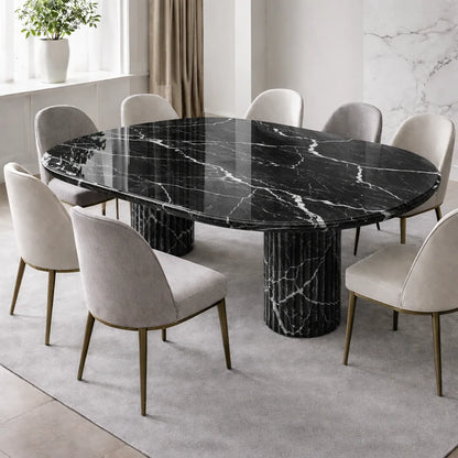 Fluted Elegance Marble Dining Table