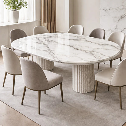 Fluted Elegance Marble Dining Table