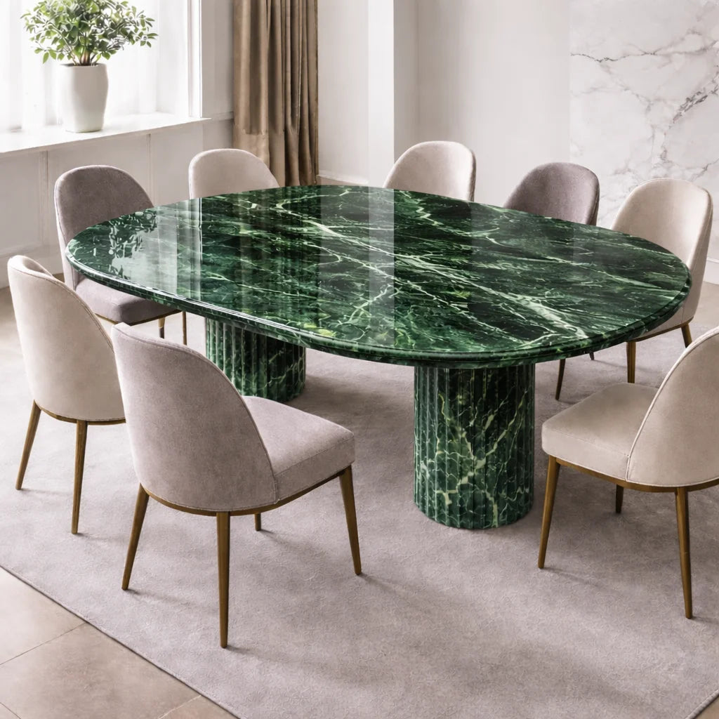 Fluted Elegance Marble Dining Table