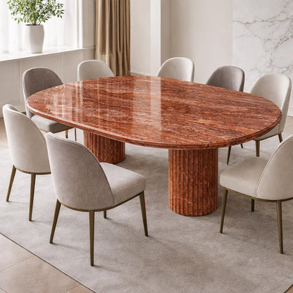Fluted Elegance Marble Dining Table