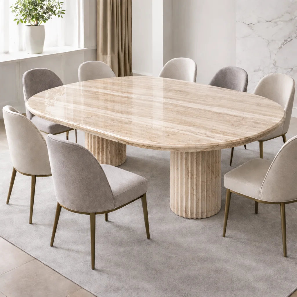 Fluted Elegance Marble Dining Table