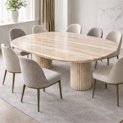 Fluted Elegance Marble Dining Table