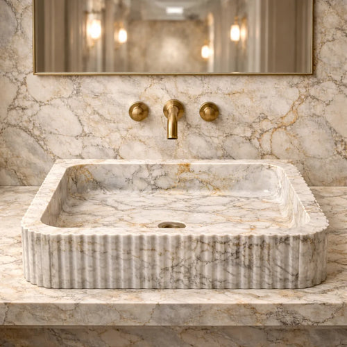 Fluted Stone Bathroom Sink