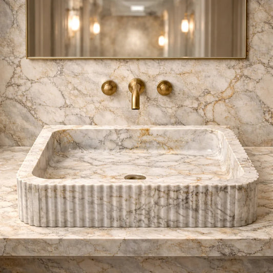 Fluted Stone Bathroom Sink