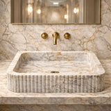 Fluted Stone Bathroom Sink