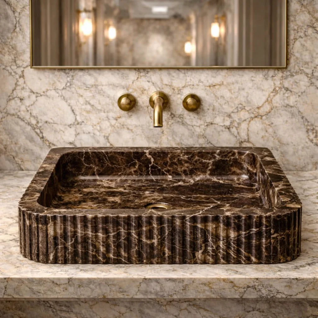 Fluted Stone Bathroom Sink