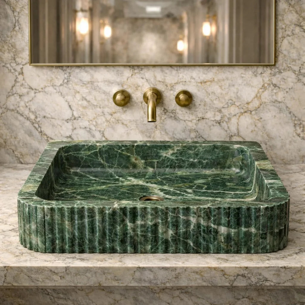 Fluted Stone Bathroom Sink