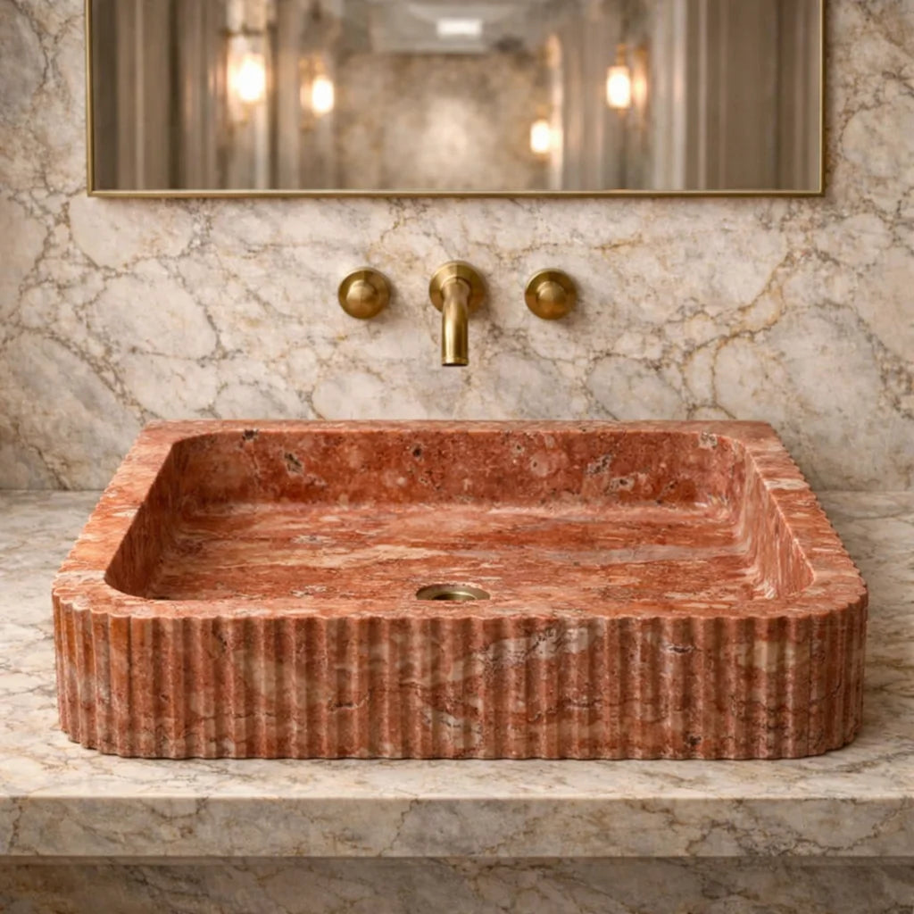 Fluted Stone Bathroom Sink