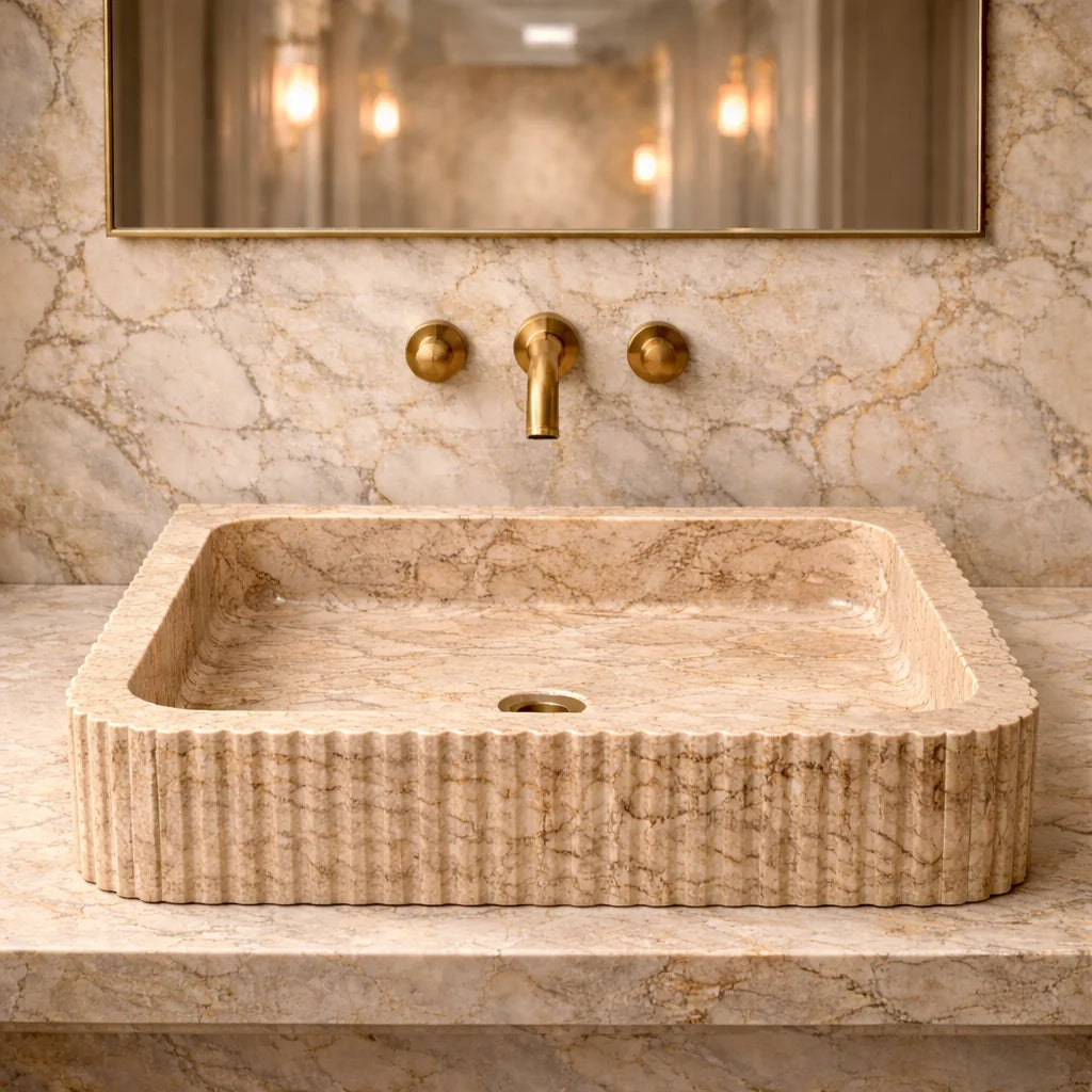 Fluted Stone Bathroom Sink