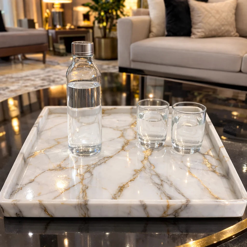 Gold Touch Marble Tray