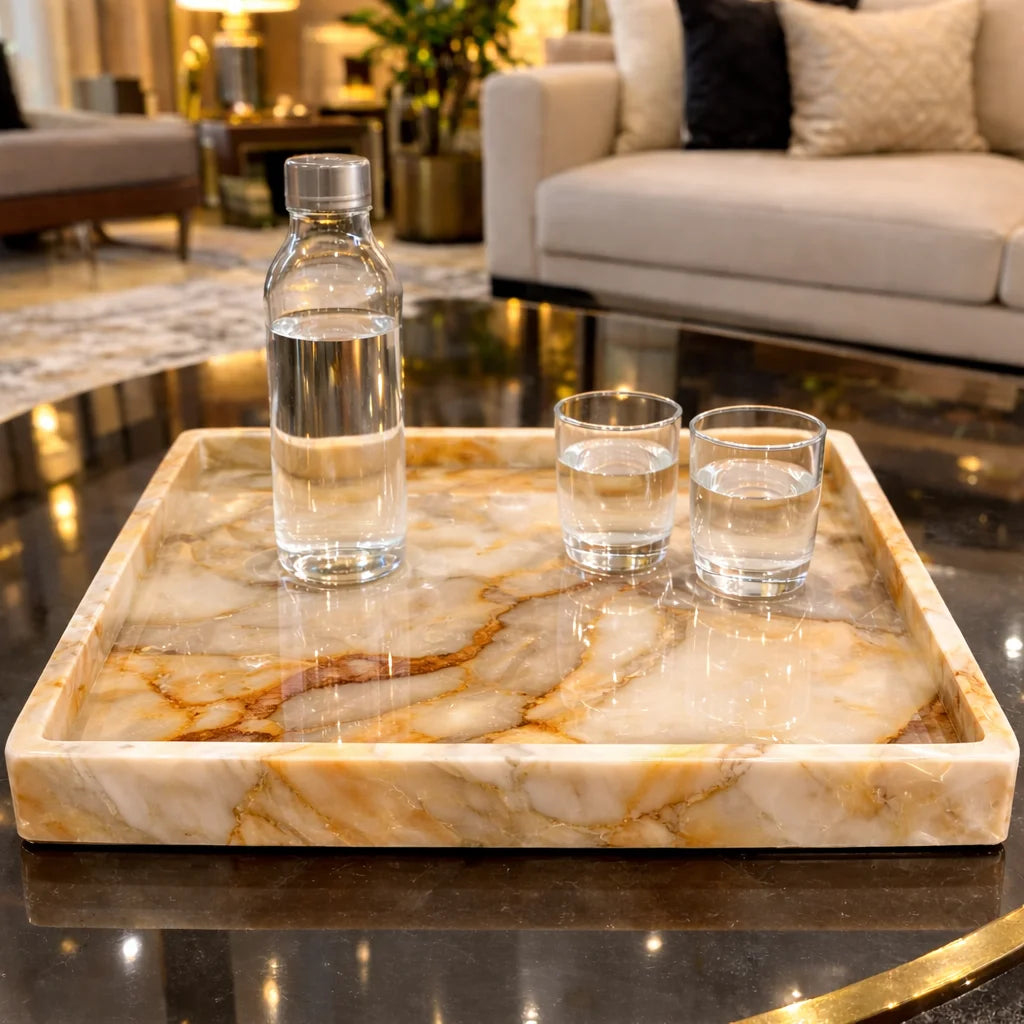 Gold Touch Marble Tray