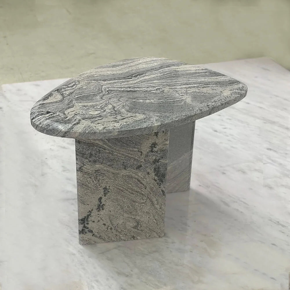 Gray Mist Gray Night White Marble Side Table for living rom