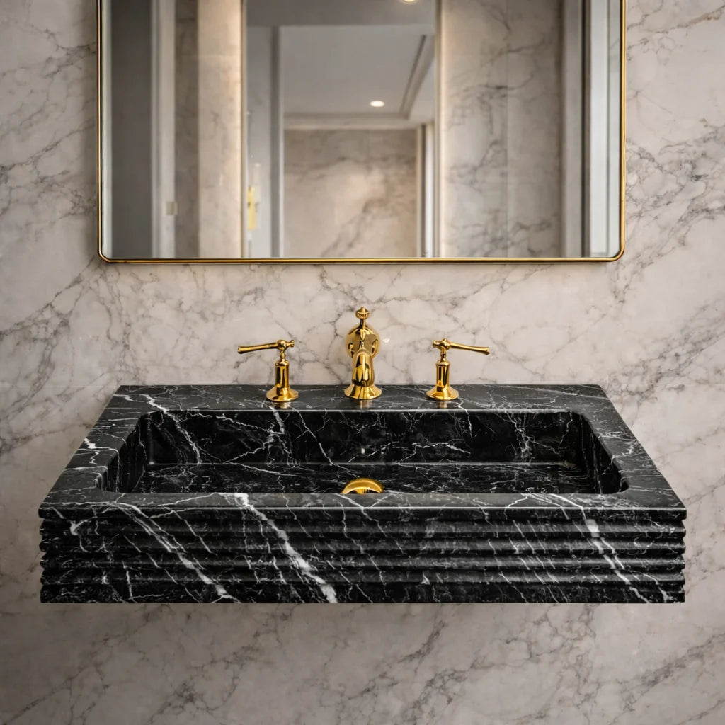 Hand-Carved  Viola Marble Sink