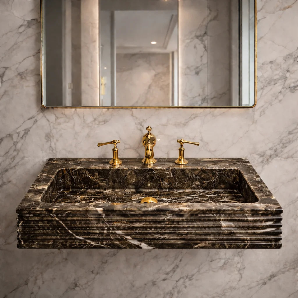 Hand-Carved  Viola Marble Sink