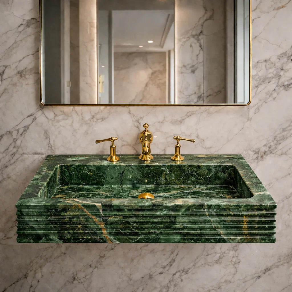 Hand-Carved  Viola Marble Sink