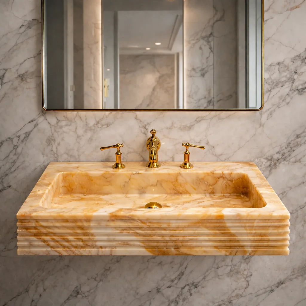 Hand-Carved  Viola Marble Sink