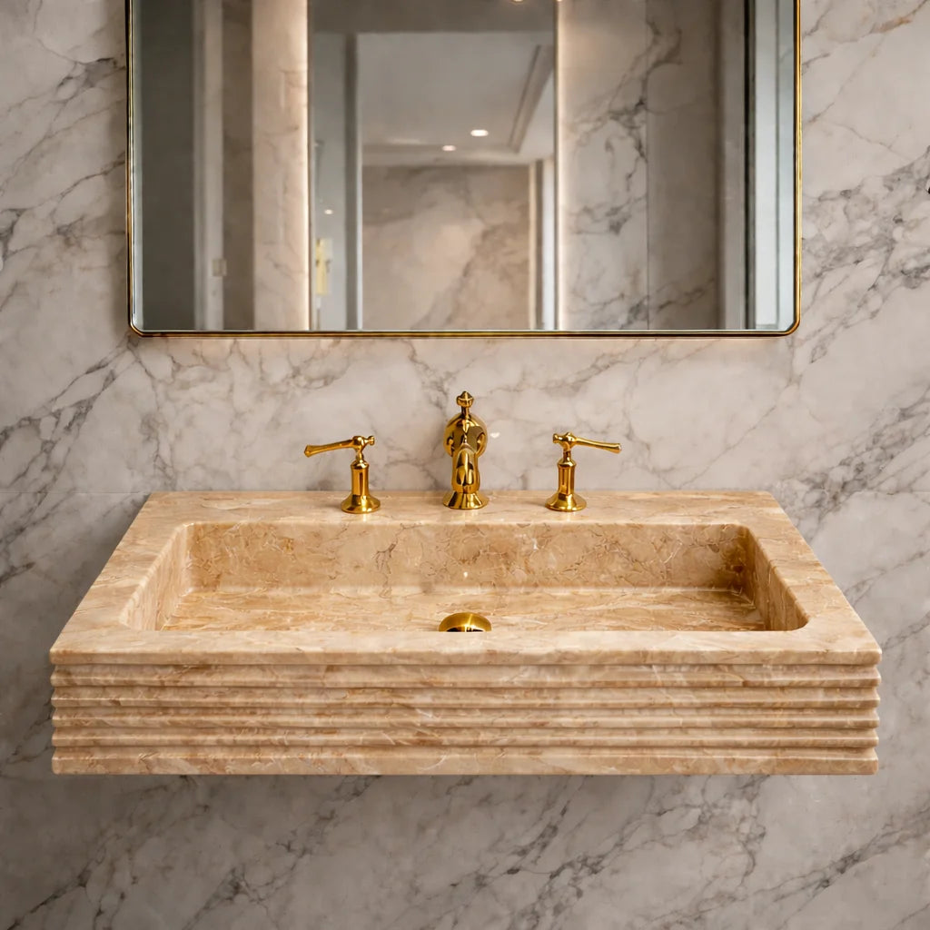 Hand-Carved  Viola Marble Sink