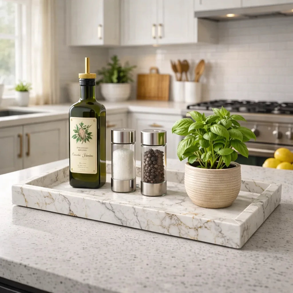 Handcrafted Marble Decorative Tray