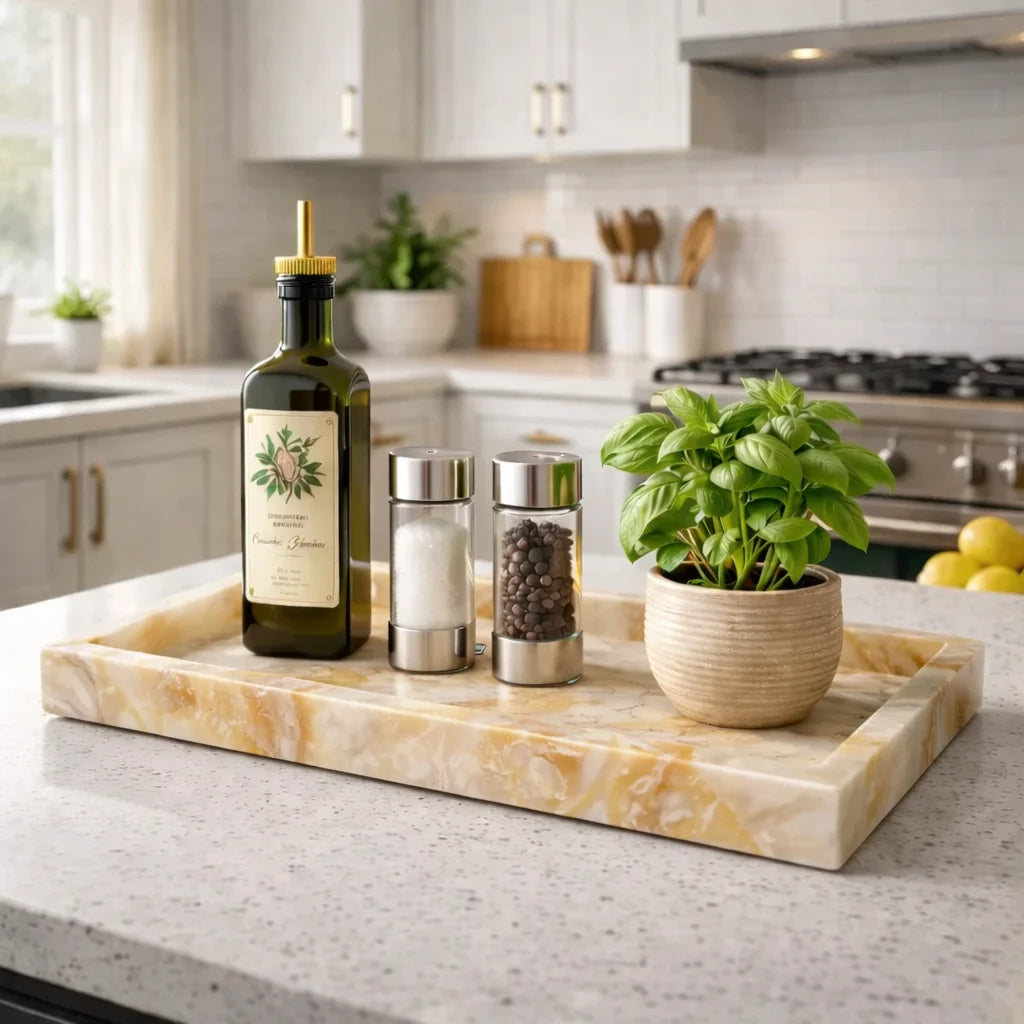 Handcrafted Marble Decorative Tray