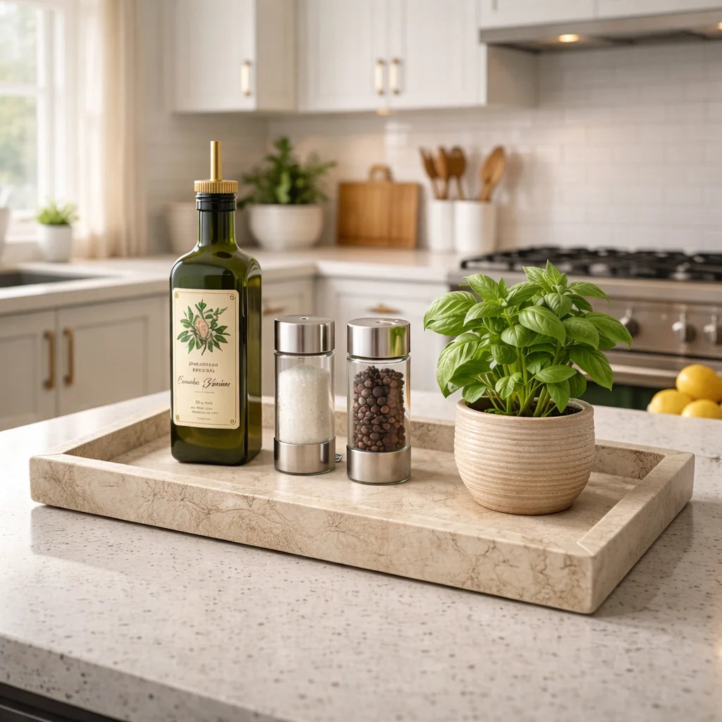 Handcrafted Marble Decorative Tray