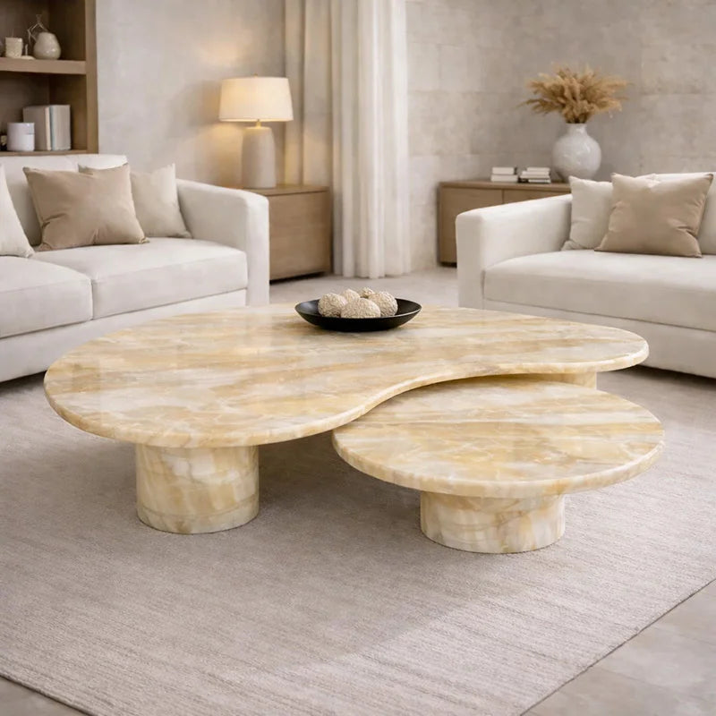 handmade onyx gold coffee table
