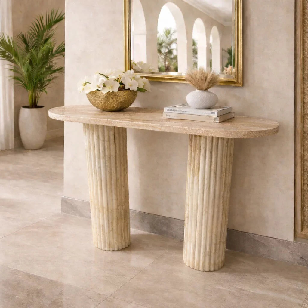 Lunara Fluted Marble Console