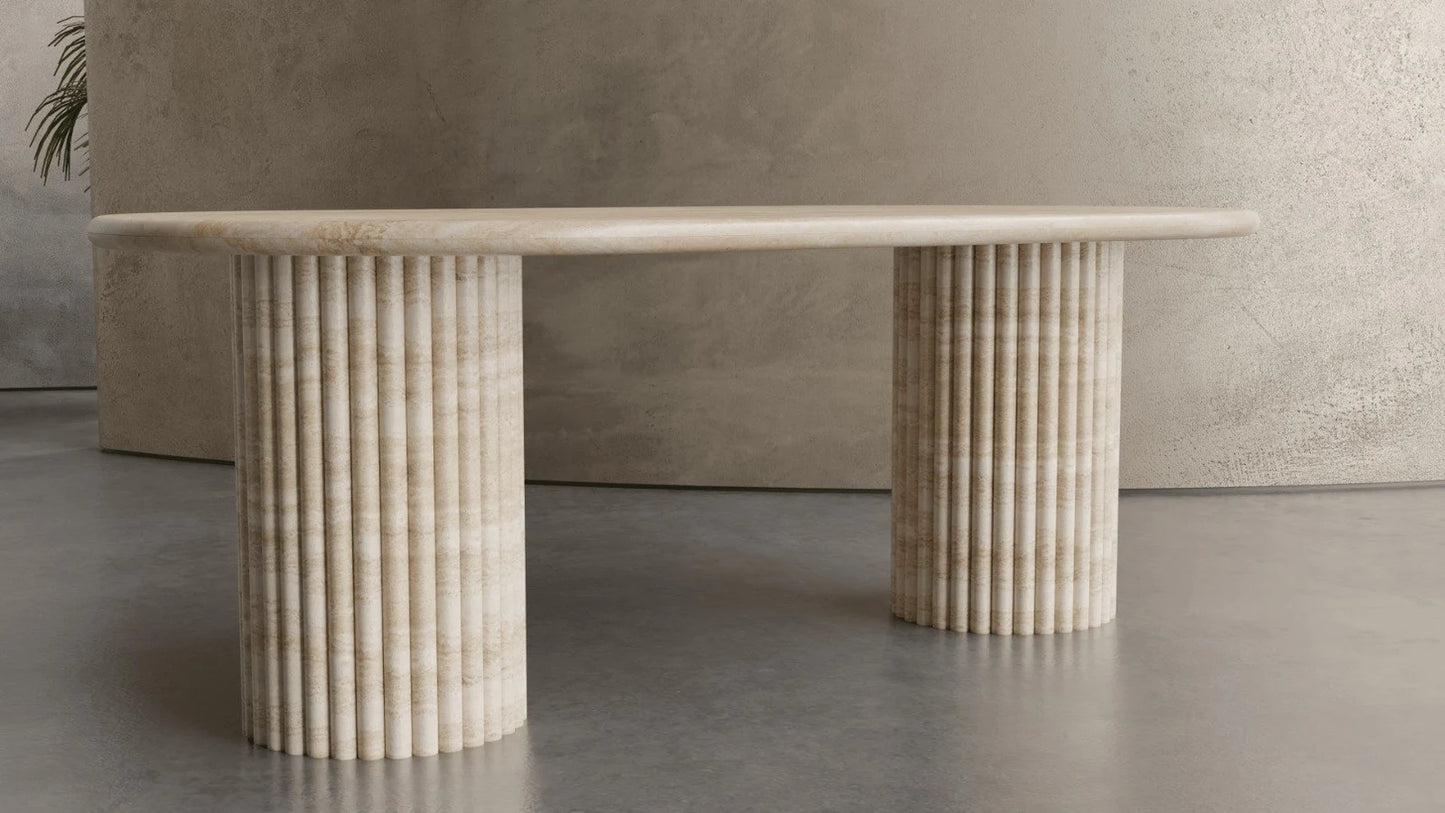 Fluted Elegance Marble Dining Table