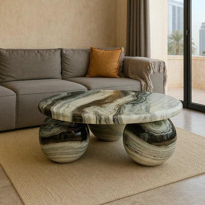 Round Jungle Green Coffee Table Bol Base