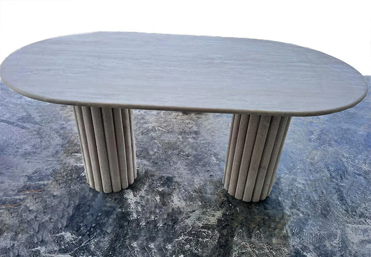 Large Travertine Marble Dining Table 