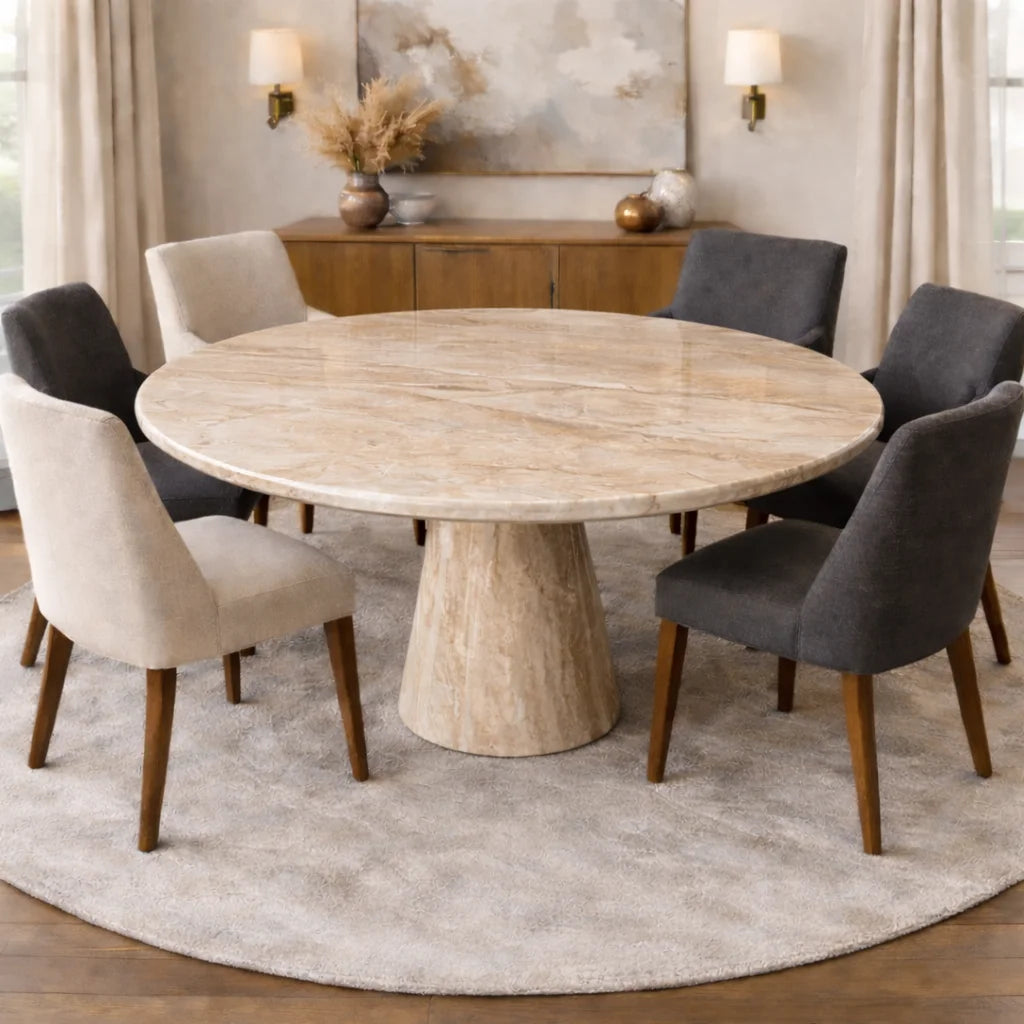 Luna Marble Round Dining Table