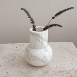 Luna Ribbed Marble Vase