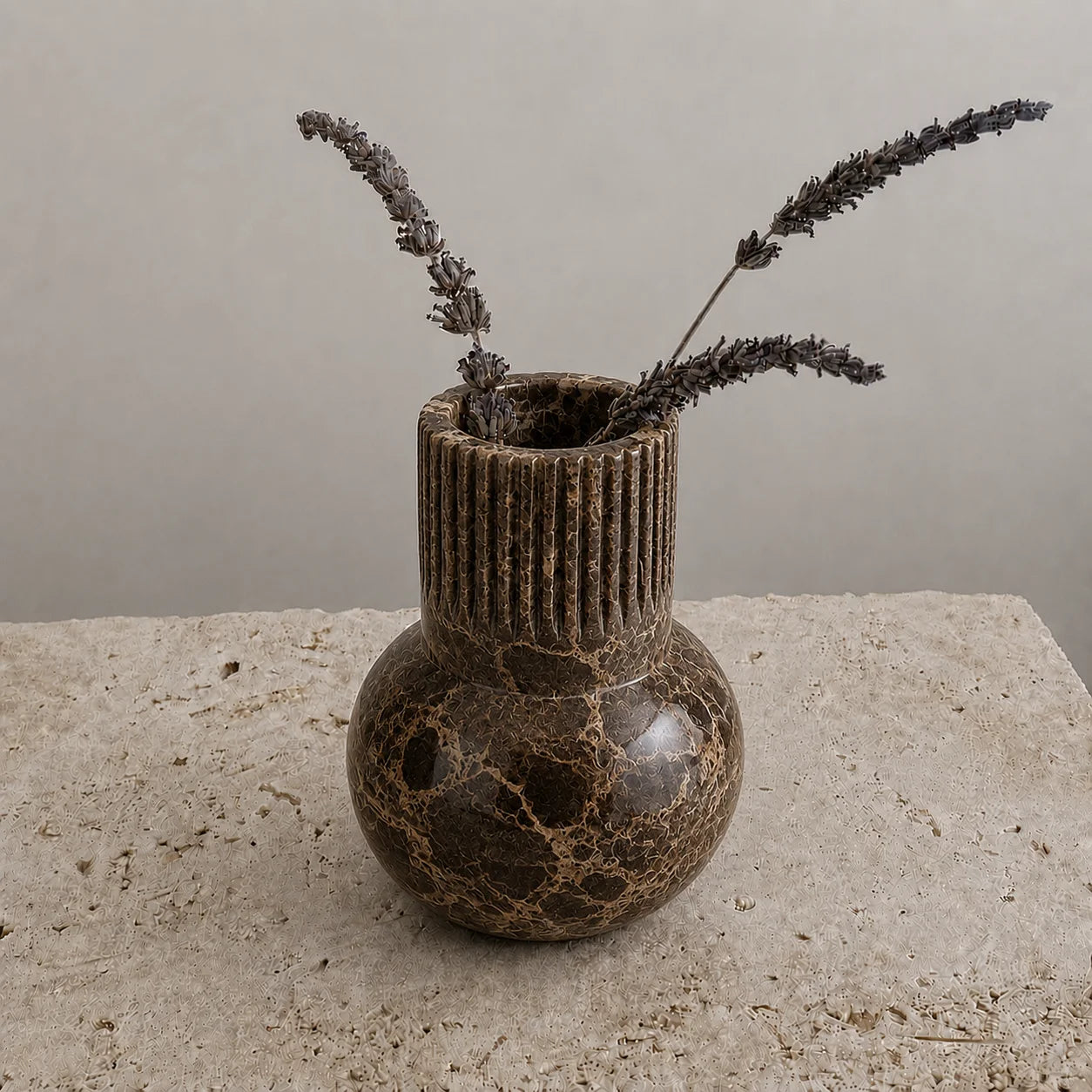 Luna Ribbed Marble Vase