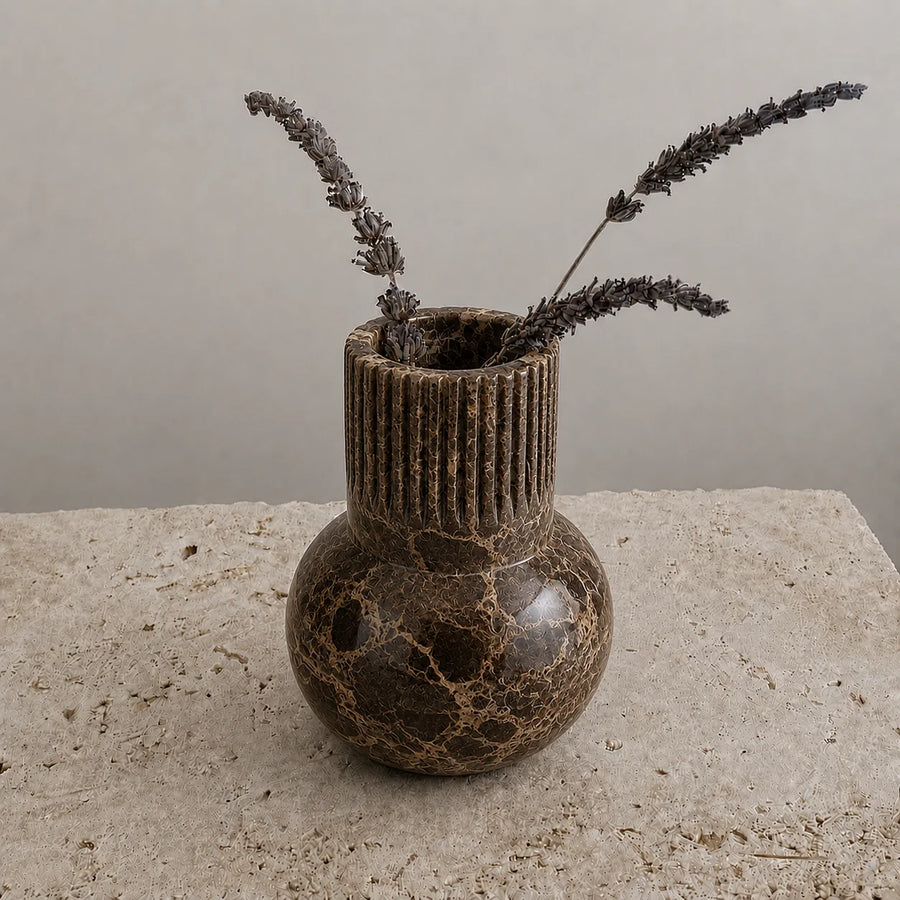 Luna Ribbed Marble Vase