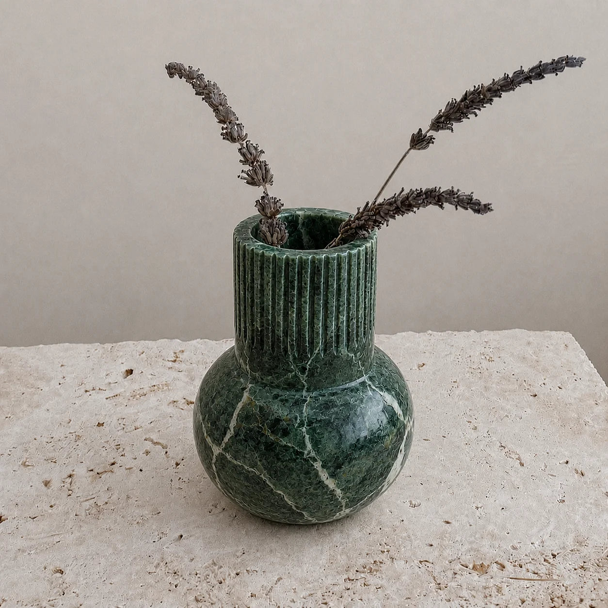 Luna Ribbed Marble Vase