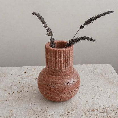 Luna Ribbed Marble Vase