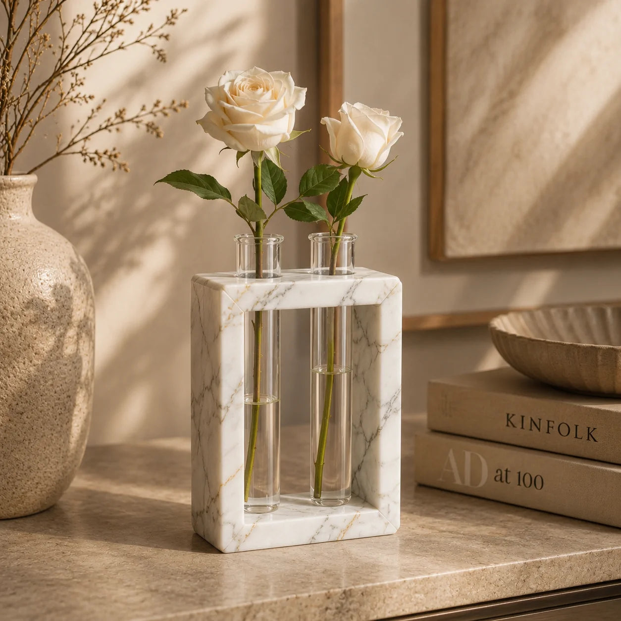 Luxe Marble Frame Bud Vase