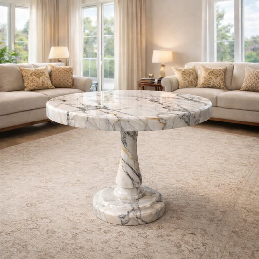 Luxury Handcrafted Marble Pedestal coffee Table