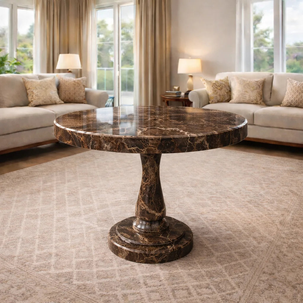 Luxury Handcrafted Marble Pedestal coffee Table