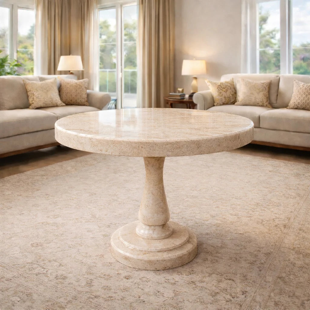 Luxury Handcrafted Marble Pedestal coffee Table