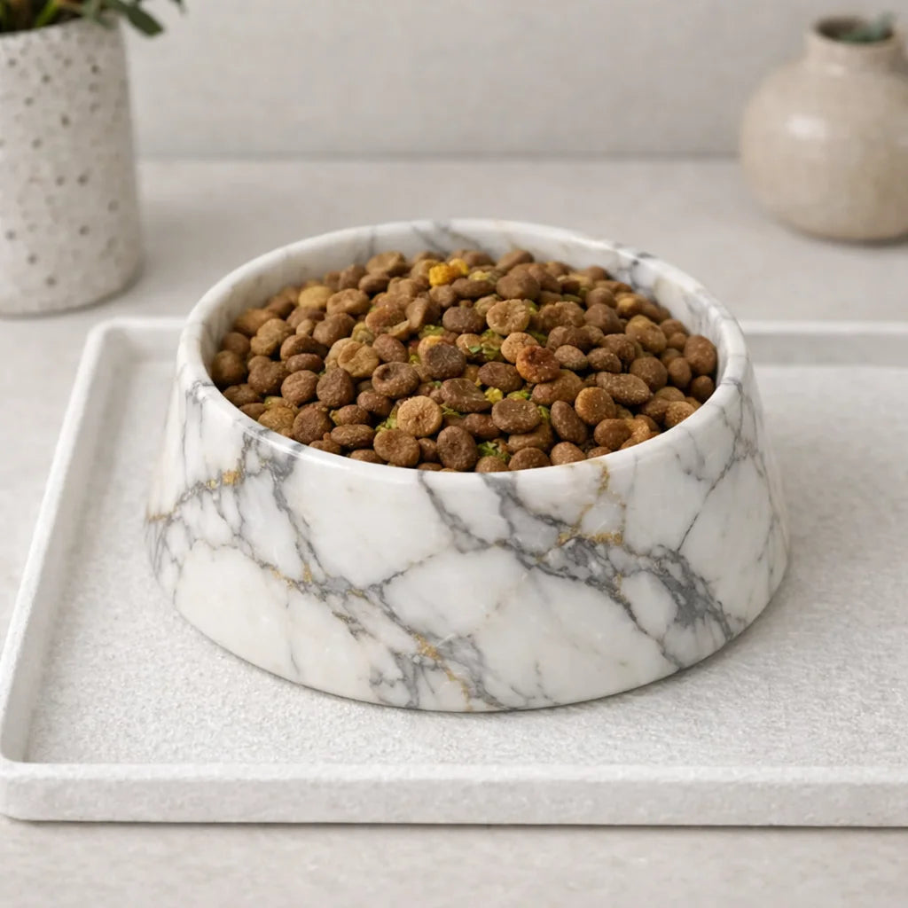 Marble Food Bowl for Cats & Dogs