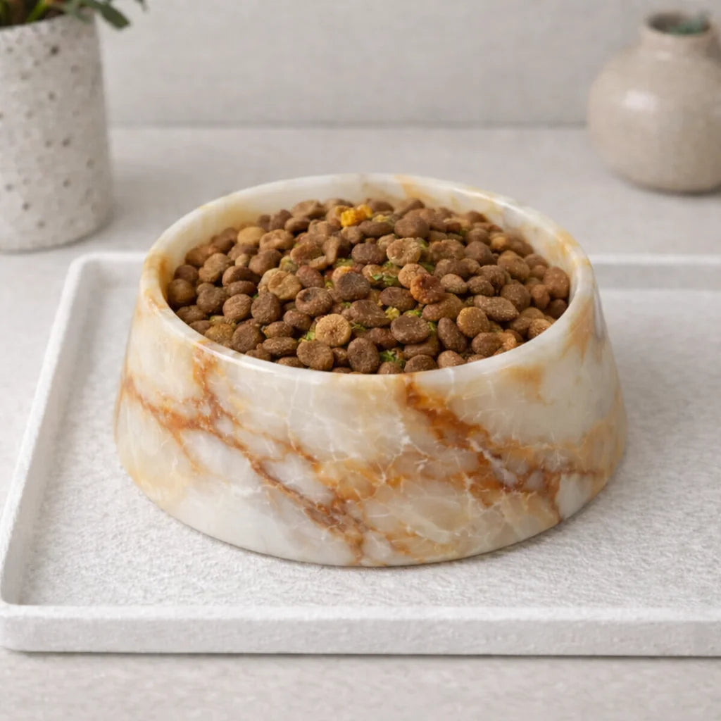 Marble Food Bowl for Cats & Dogs