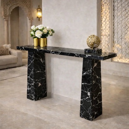 Obsidian Luxe Marble Console Table