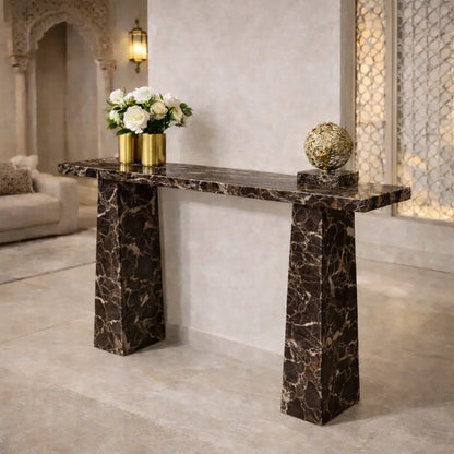 Obsidian Luxe Marble Console Table